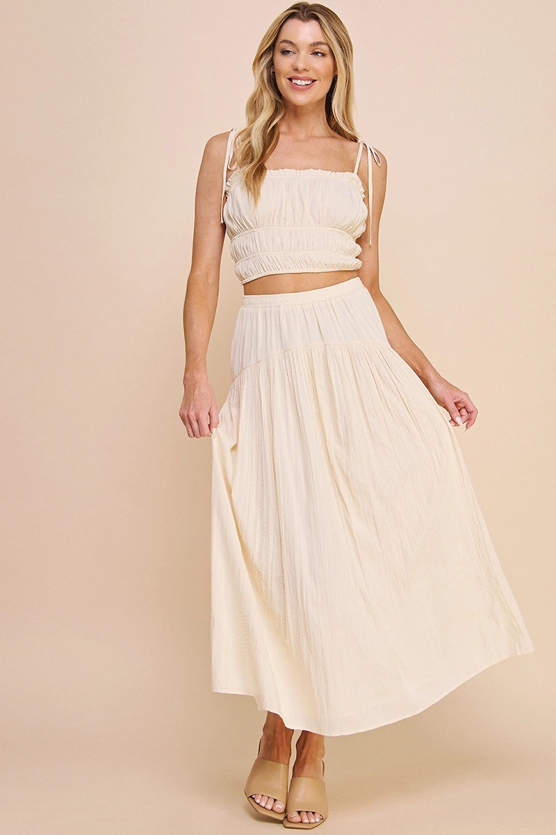 Allie Rose, Crinkle Sateen Maxi Skirt