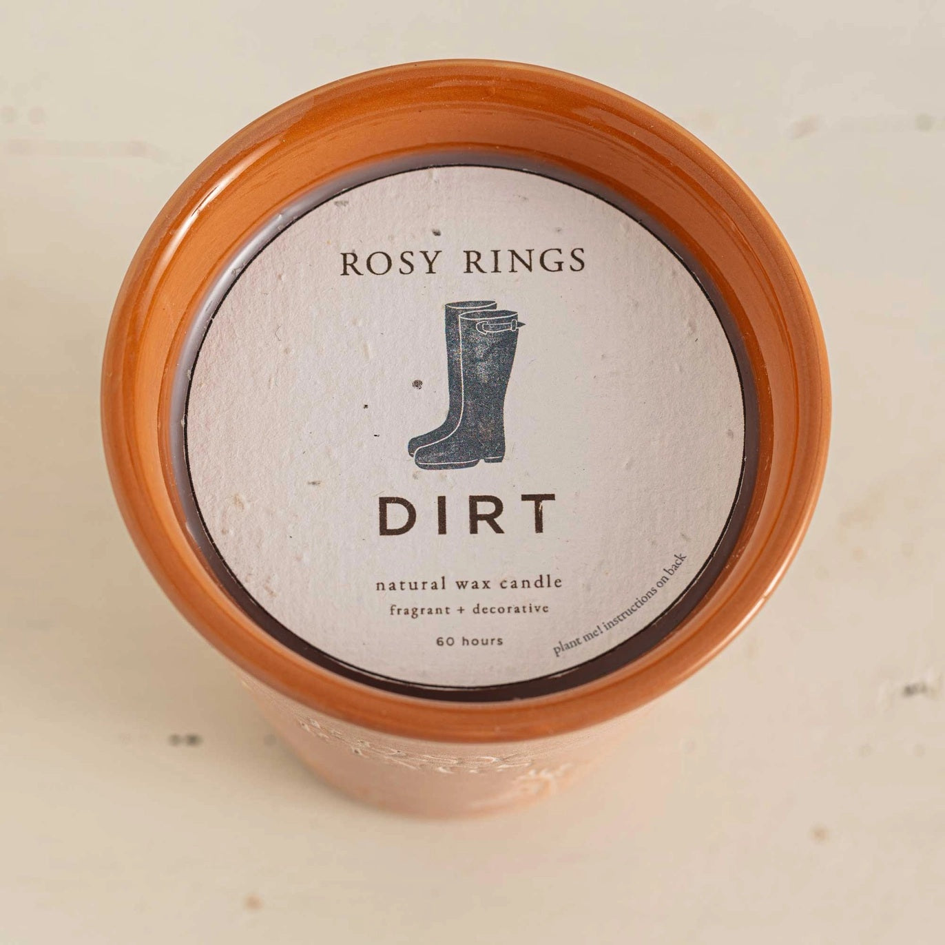 Rosy Rings, Dirt Garden Pot Candle + Plantable Seed Dust Cover