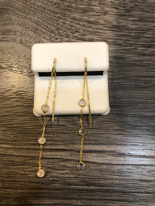 3 Stone Pull Through Earrings