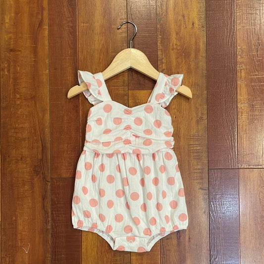 Cotton Flutter Sleeve Ruched Romper for Baby Girl