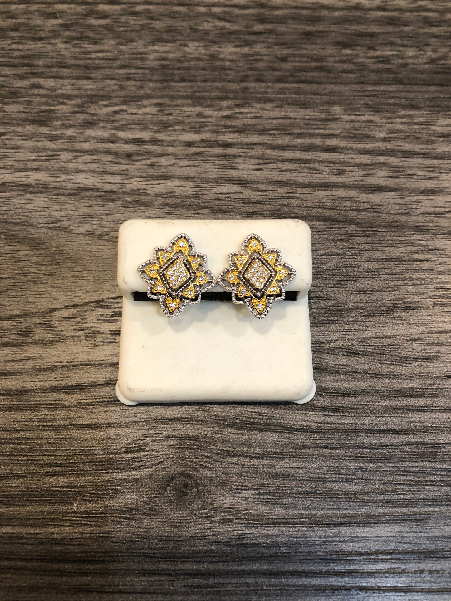 Diamond Two Tone CZ Earrings