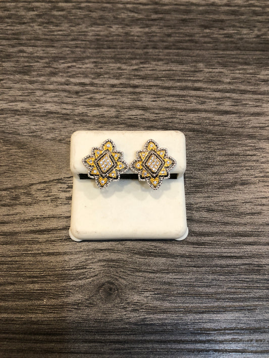 Diamond Two Tone CZ Earrings