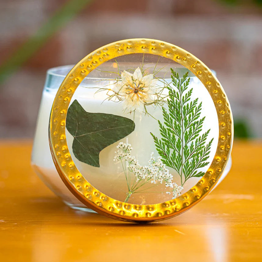 Rosy Rings, Forest Pressed Flower Candle