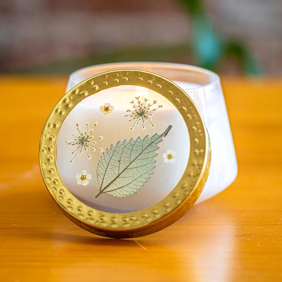Rosy Rings, Forest Pressed Flower Candle