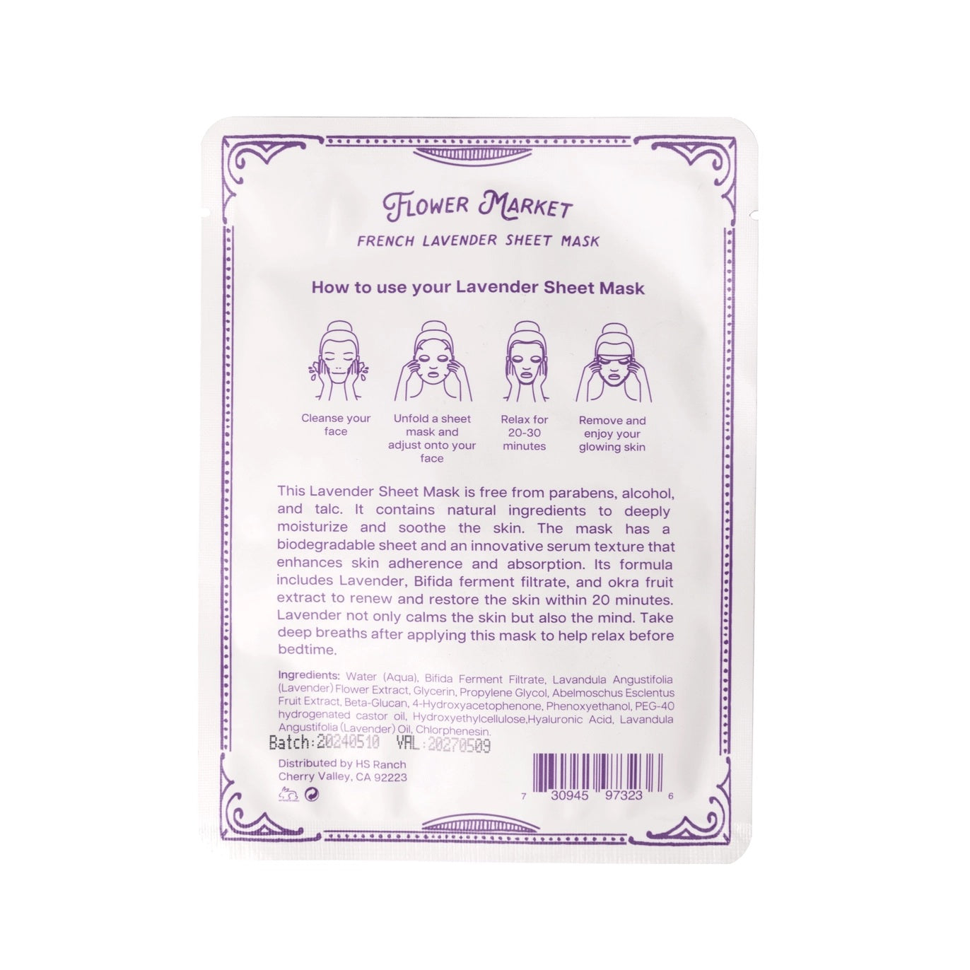 French Lavender Sheet Mask – Natural, Soothing, Paraben-Free