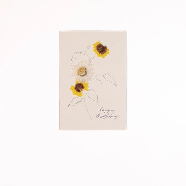 Rosy Rings, Happy Birthday Greeting Card - Tickseed Pressed Floral Stationery