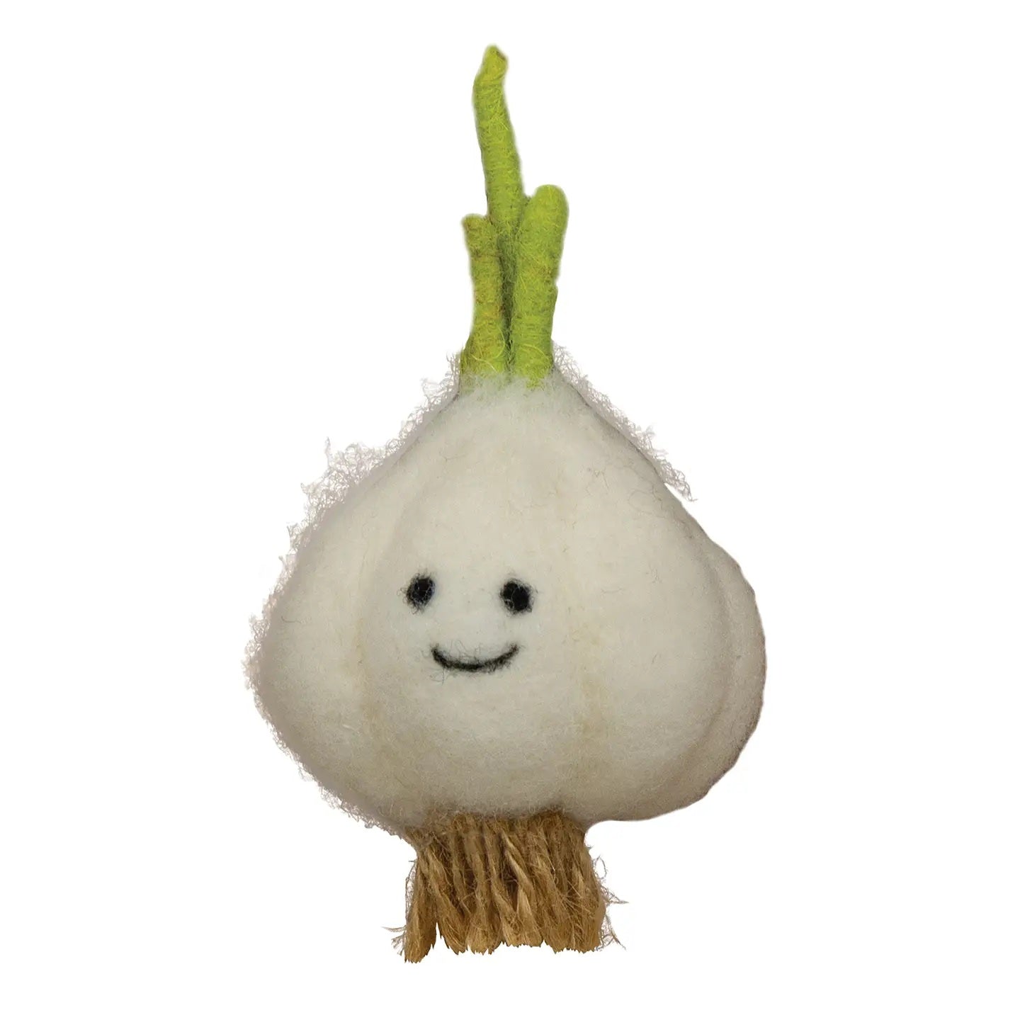 Happy Face Garlic Felted Ornament