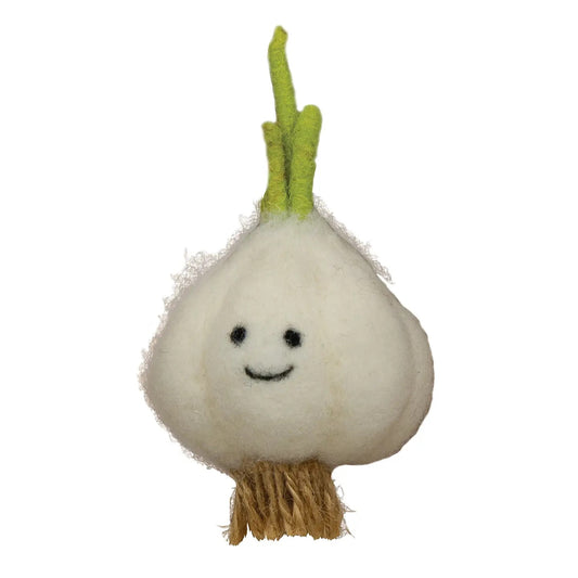 Happy Face Garlic Felted Ornament