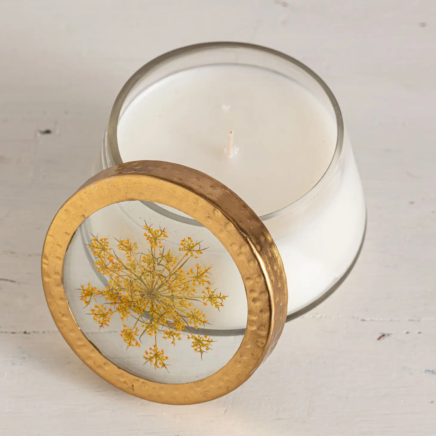 Rosy Rings, Harvest Pumpkin Medium Pressed Floral Candle - Boutique Dandelion