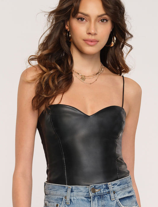 Heartloom, Simi Cami in Black Vegan Leather - Boutique Dandelion