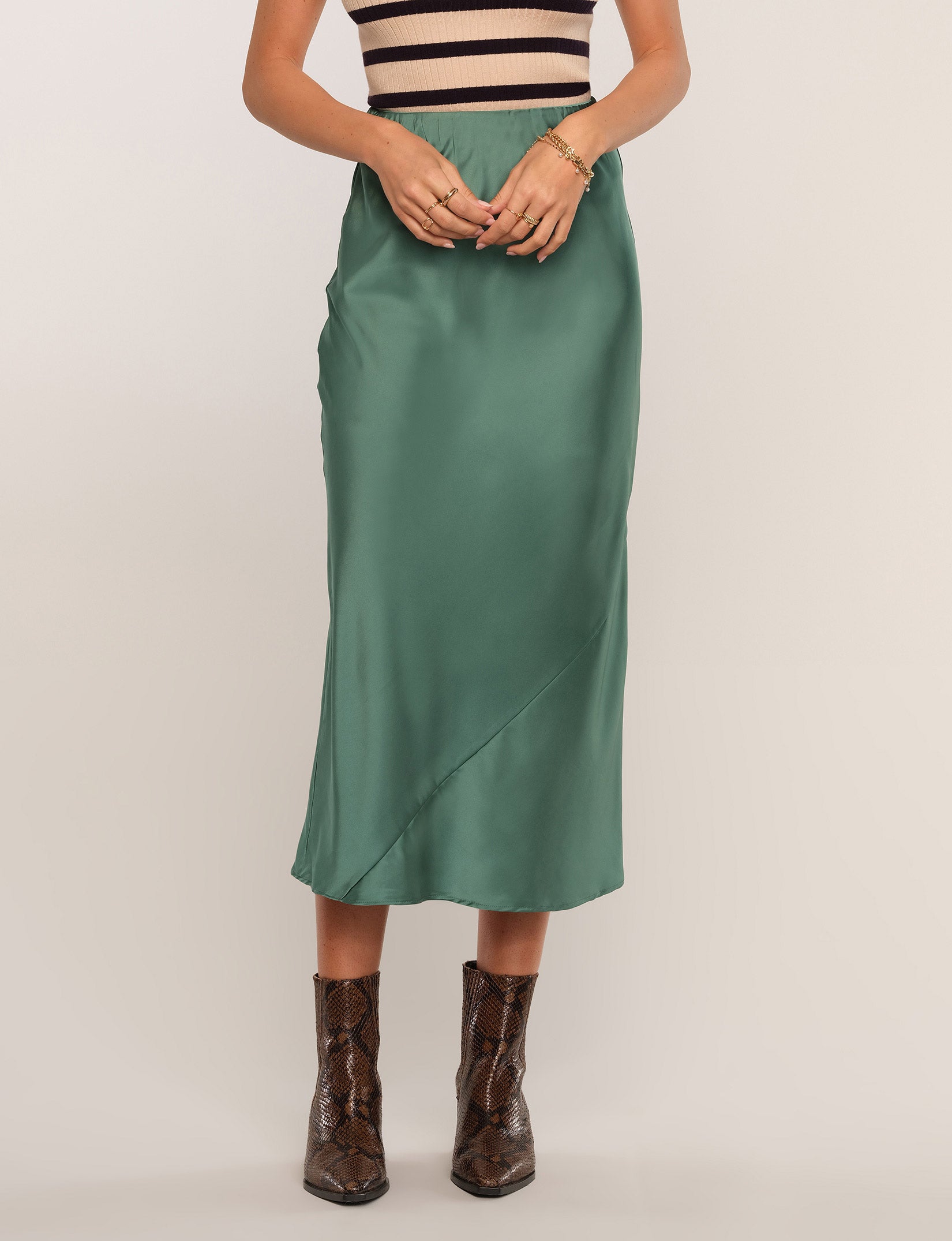 Heartloom, Sheridan Bias Cut Midi Skirt in Grass - Boutique Dandelion