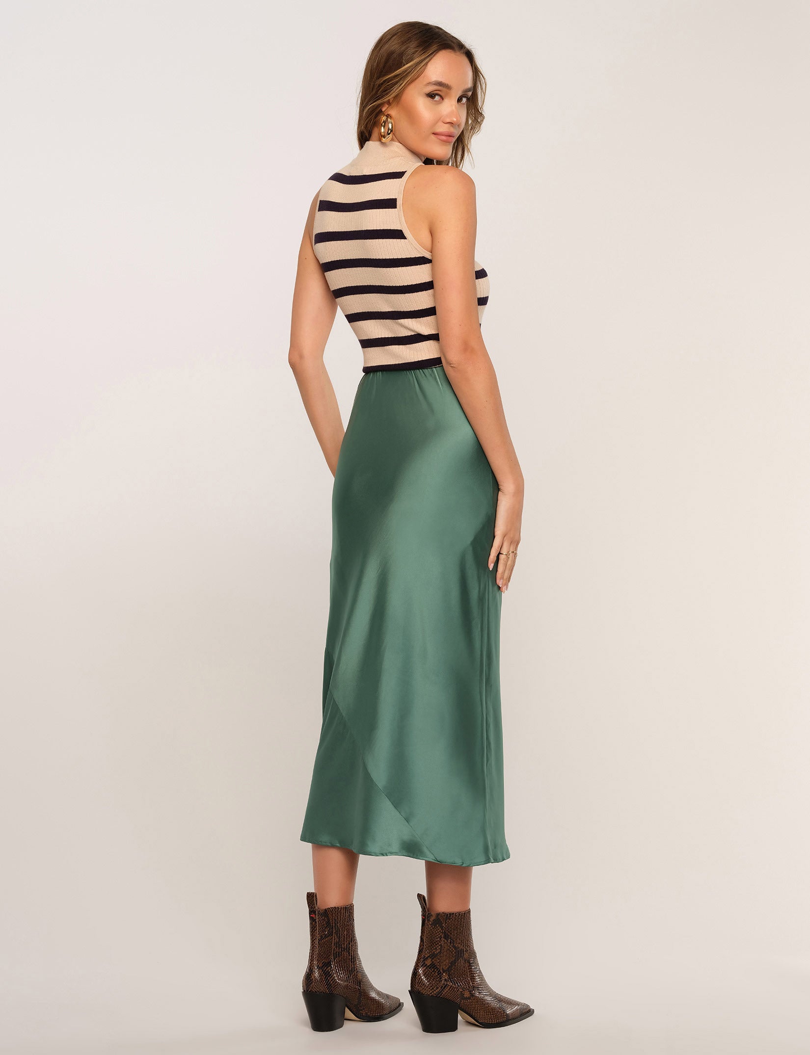 Heartloom, Sheridan Bias Cut Midi Skirt in Grass - Boutique Dandelion