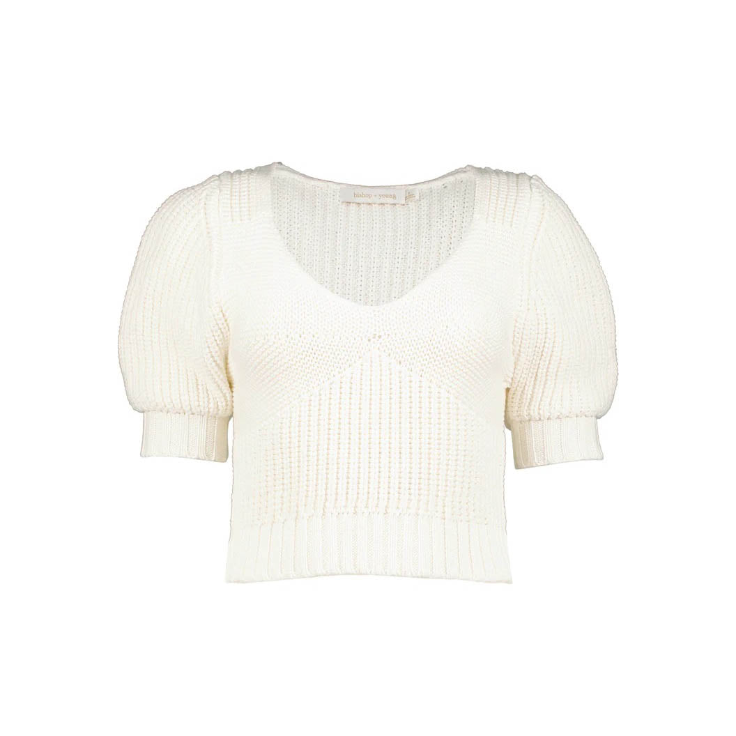 Bishop + Young, Bex Pointelle Sweater in Pure White - Boutique Dandelion