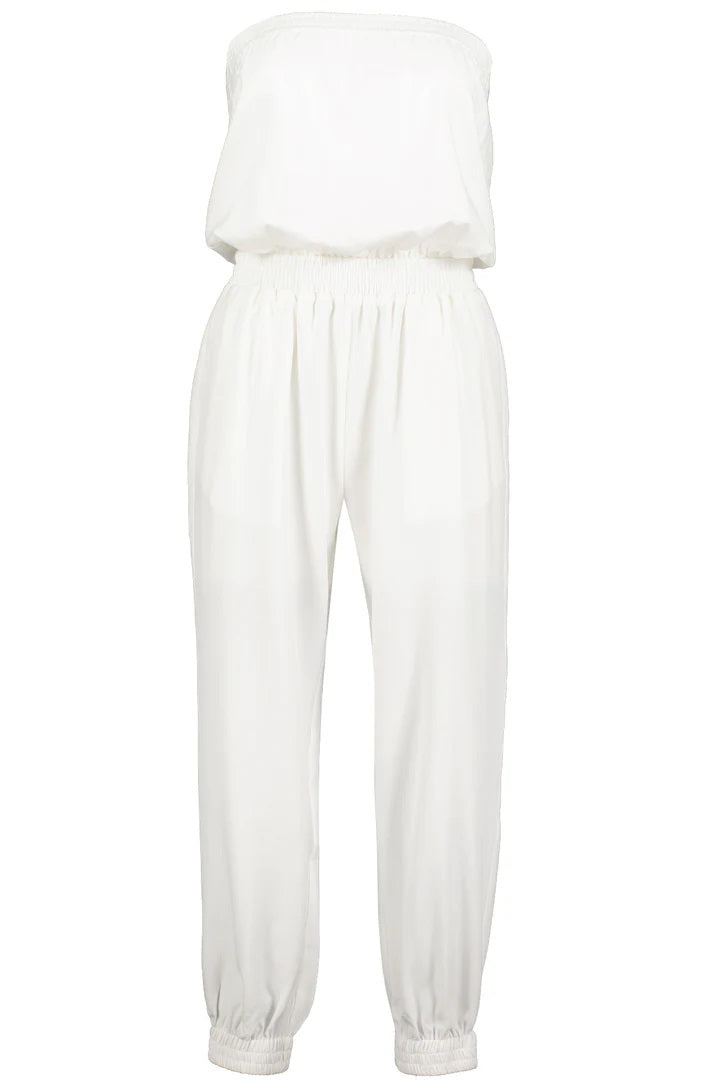 Bishop + Young, Maya Strapless Jumpsuit in White - Boutique Dandelion