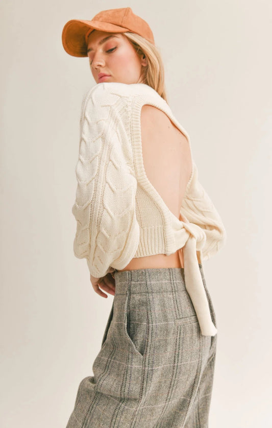Sage The Label, Remind You Not Backless Sweater in Off White - Boutique Dandelion