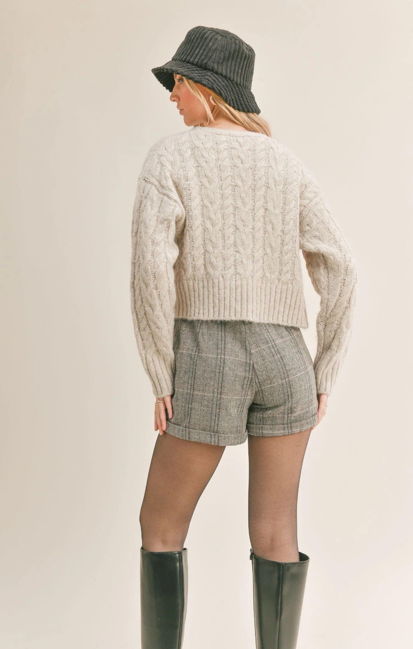 Sage The Label, Rhia Cropped Sweater Cardigan in Off White Multi - Boutique Dandelion