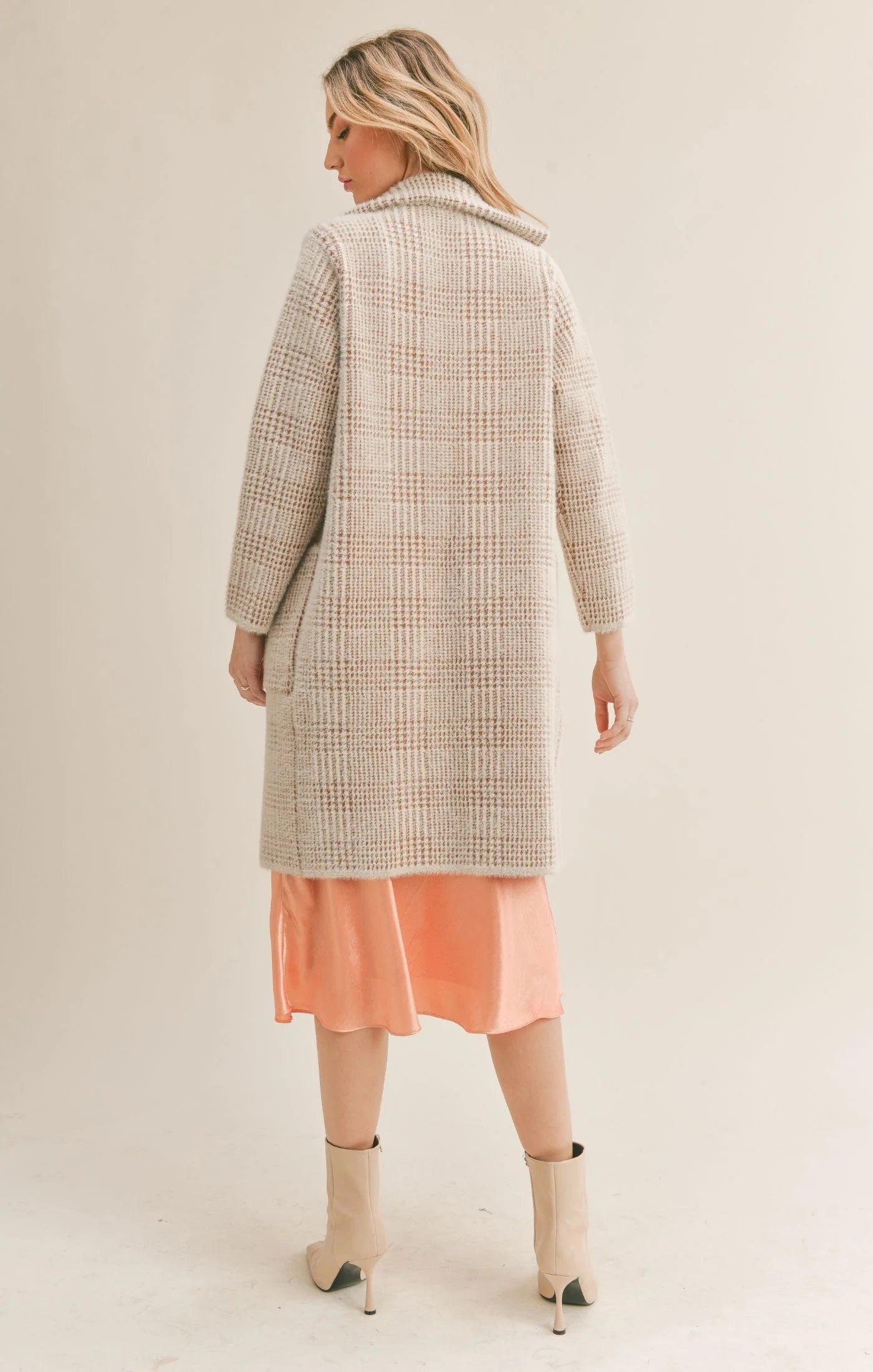 Sage The Label, Marceau Houndstooth Coat in Ivory Brown - Boutique Dandelion