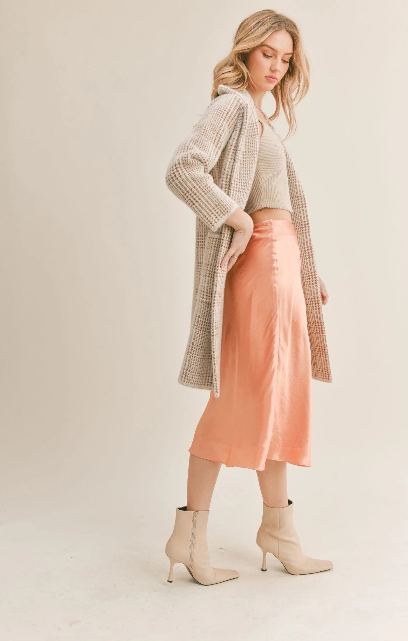 Sage The Label, Marceau Houndstooth Coat in Ivory Brown - Boutique Dandelion