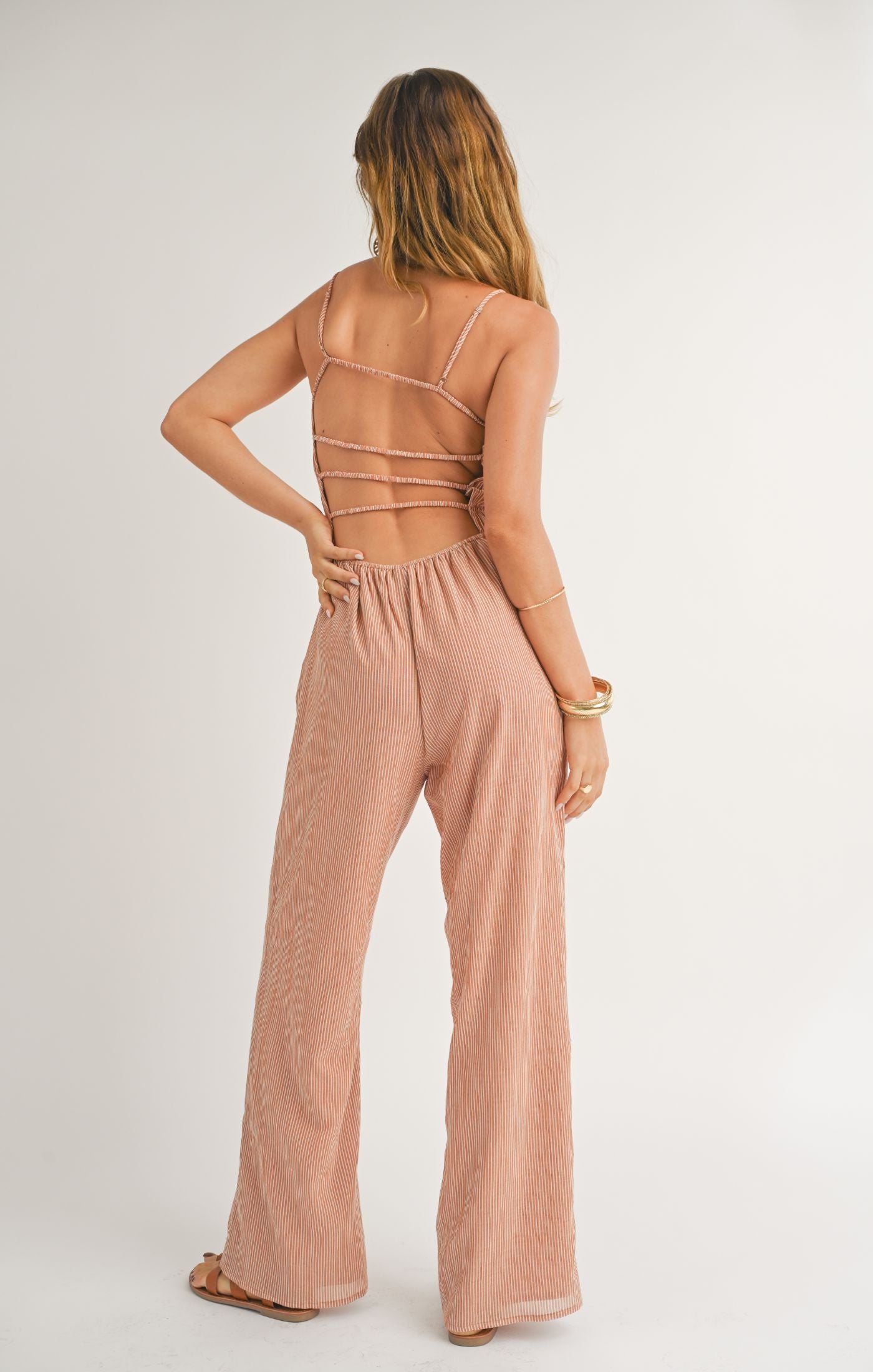 Sage The Label, Canyon Land Open Back Jumpsuit in Rust White - Boutique Dandelion