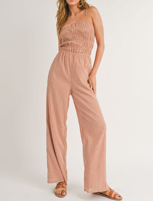 Sage The Label, Canyon Land Open Back Jumpsuit in Rust White - Boutique Dandelion