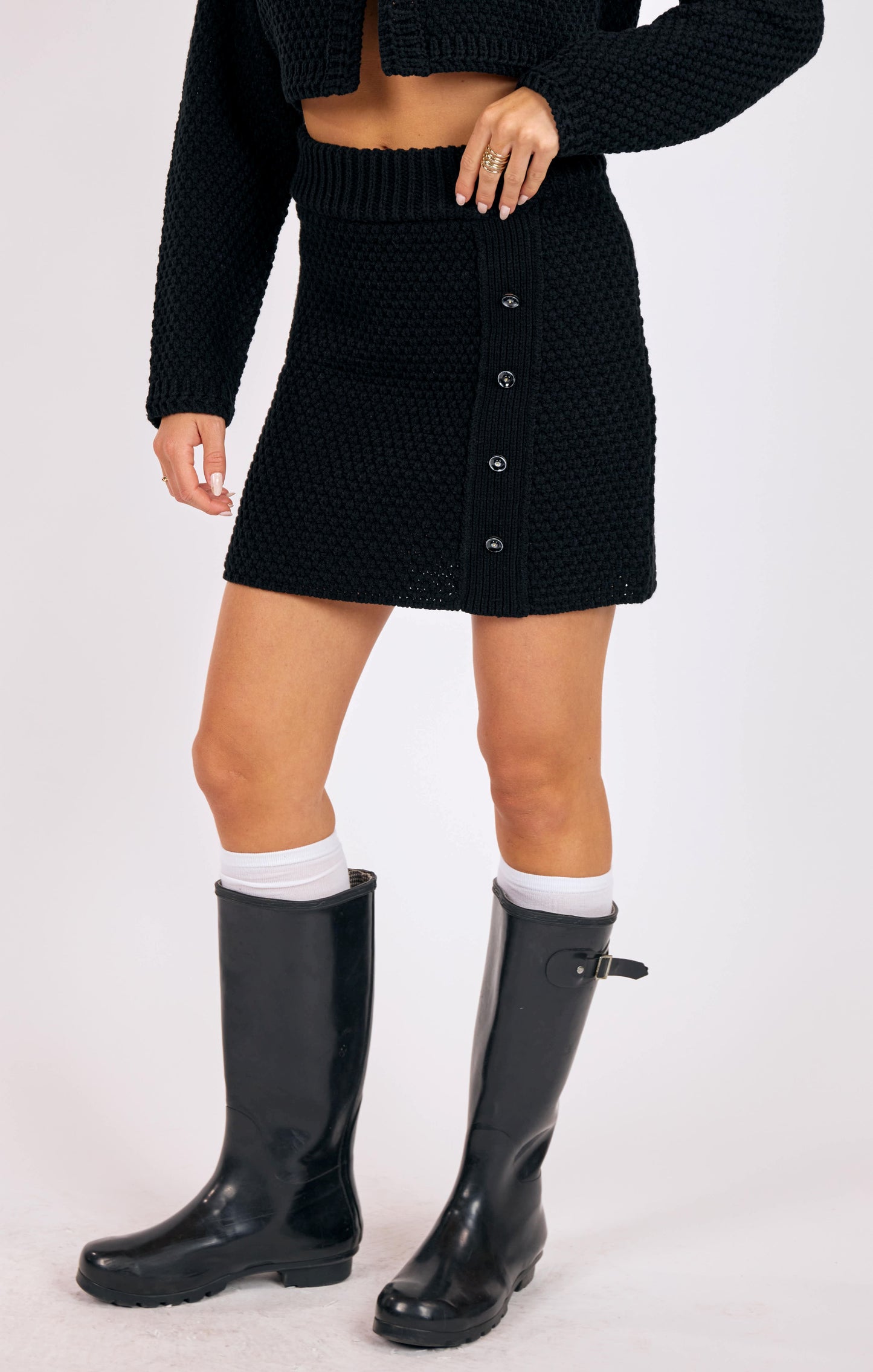 Odessa Waffle Stitch Sweater Mini Skirt