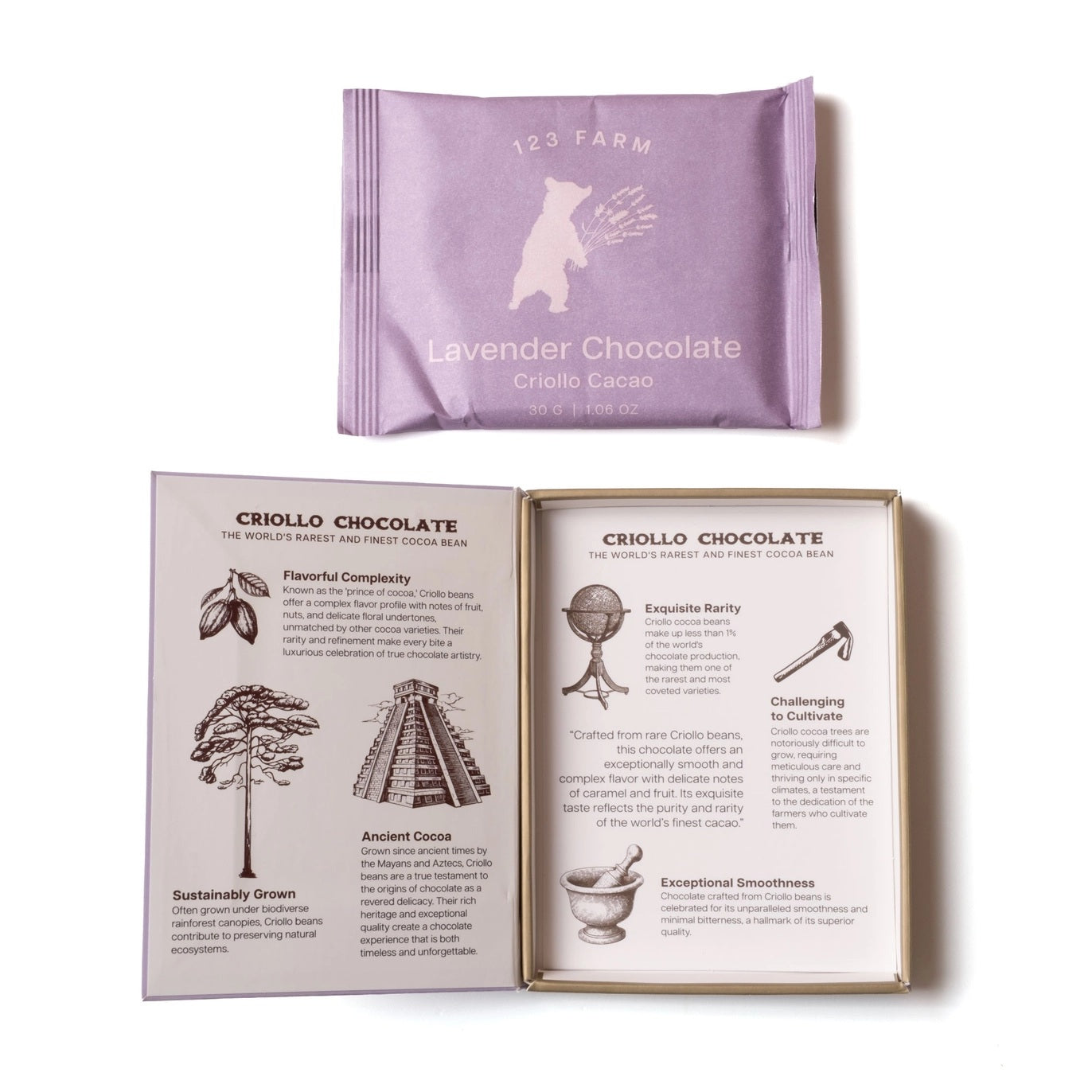 Lavender Chocolate Bar | Organic Criollo | 30g