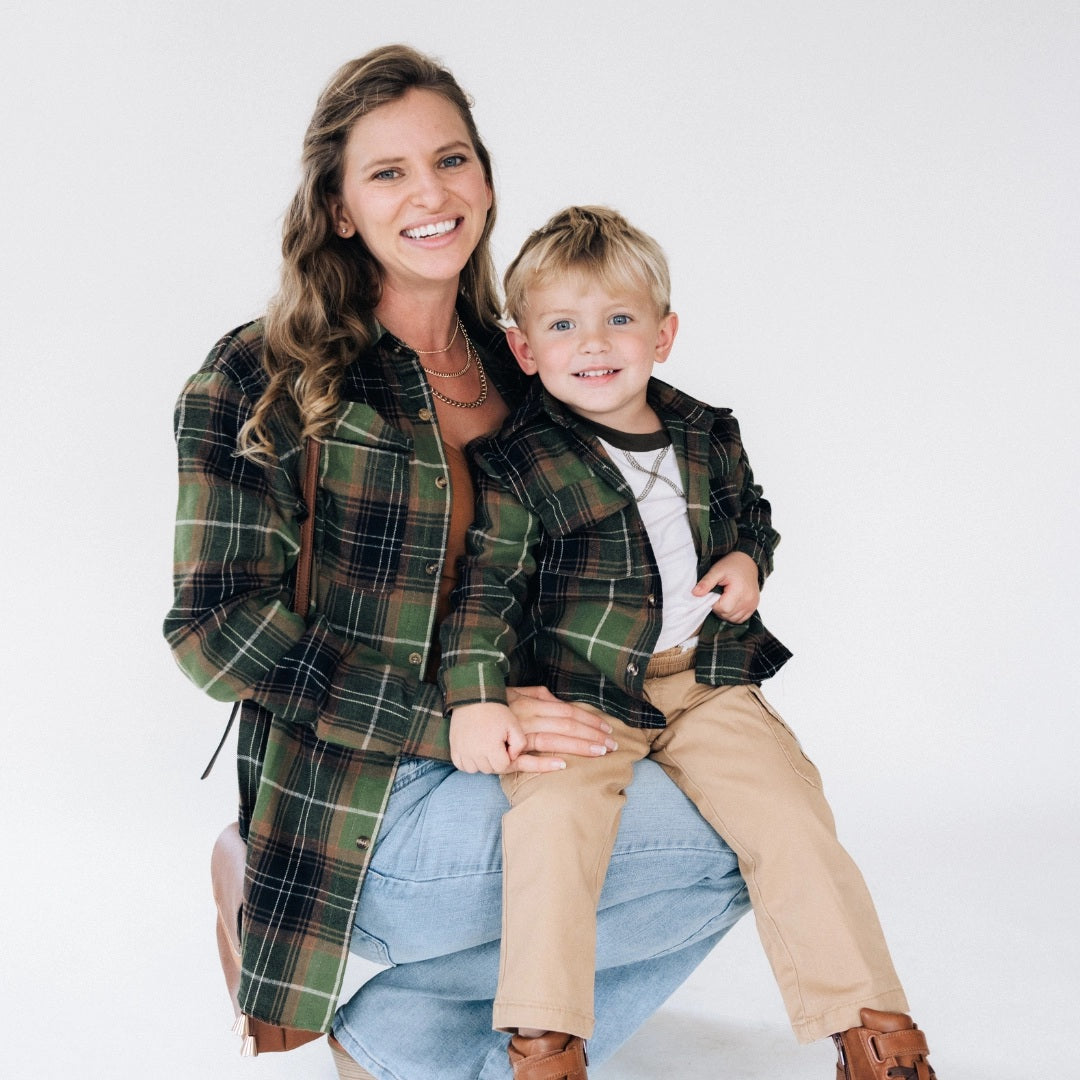 Family Matching Lightweight Green Flannel - Adult