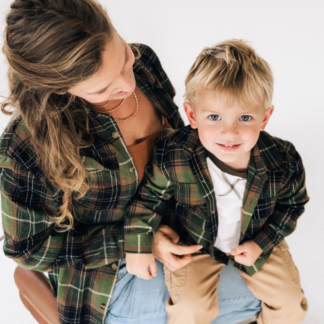 Family Matching Lightweight Green Flannel - Child