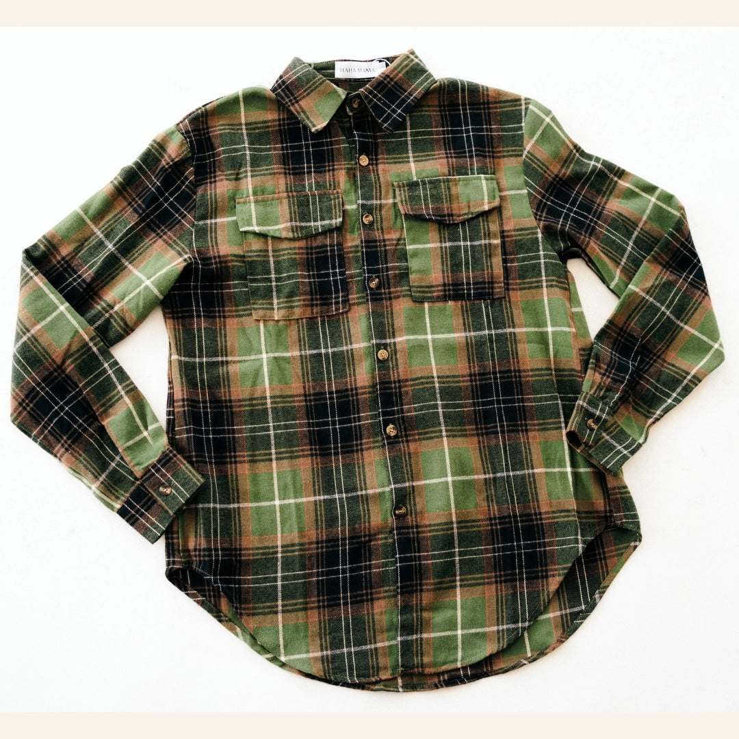Family Matching Lightweight Green Flannel - Adult