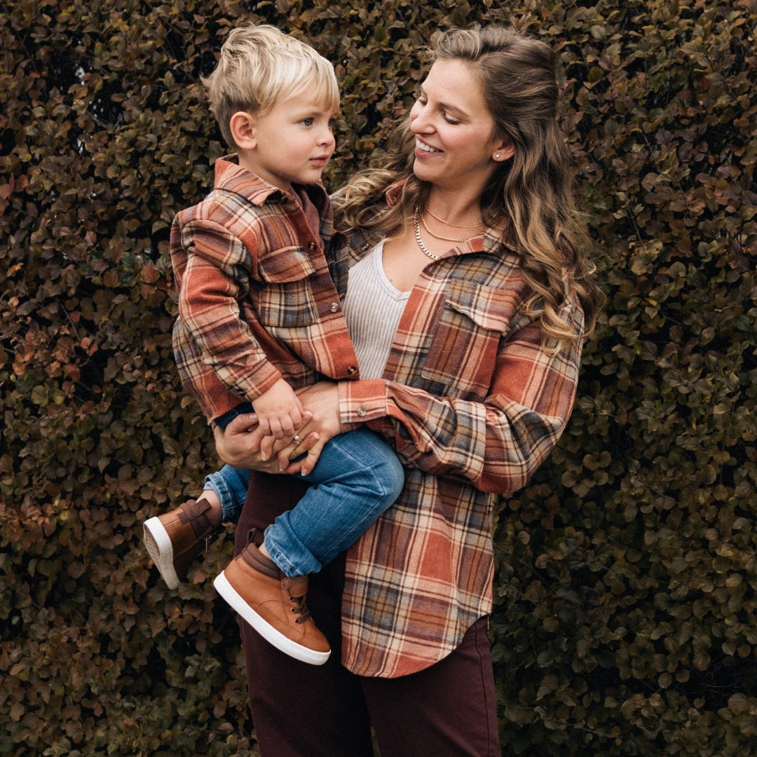 Family Matching Lightweight Rust Flannel - Adult