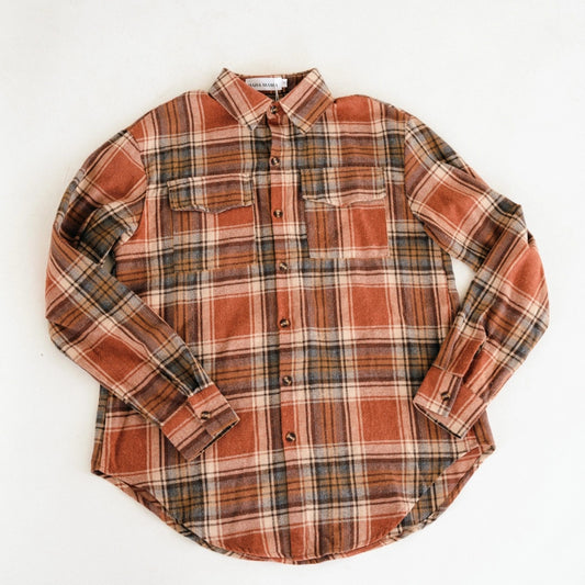 Family Matching Lightweight Rust Flannel - Adult