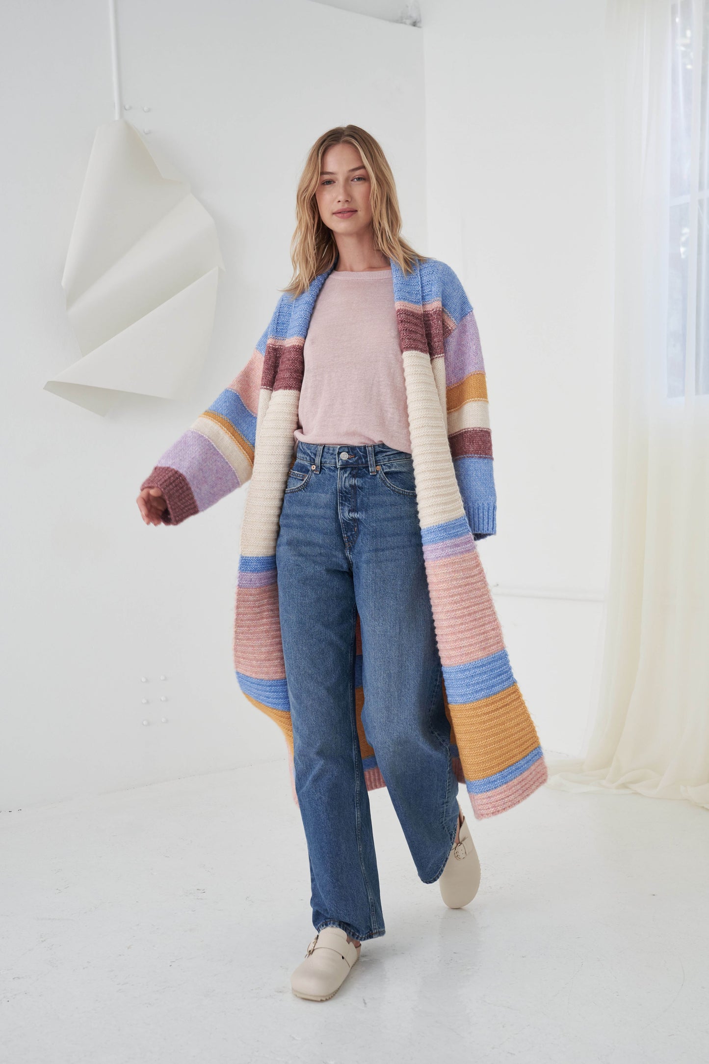 Little Lies, Madrid Maxi Knit Cardigan in Colour Stripe - Boutique Dandelion