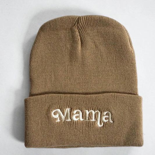 Mommy & Me Matching Knit Beanie Hats - Tan