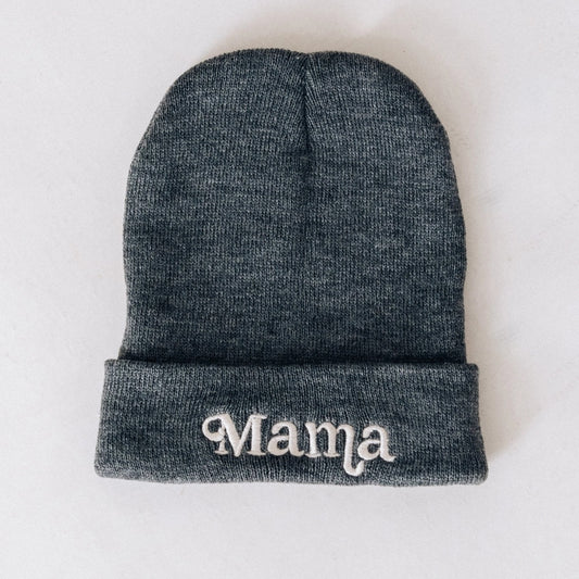 Mommy & Me Matching Knit Beanie Hats - Dark Grey