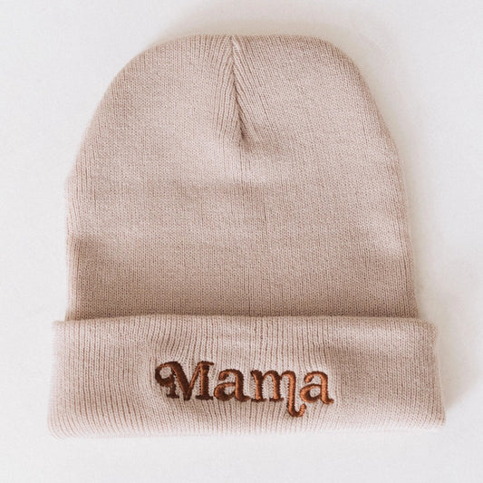 Mommy & Me Matching Knit Beanie Hats - Beige