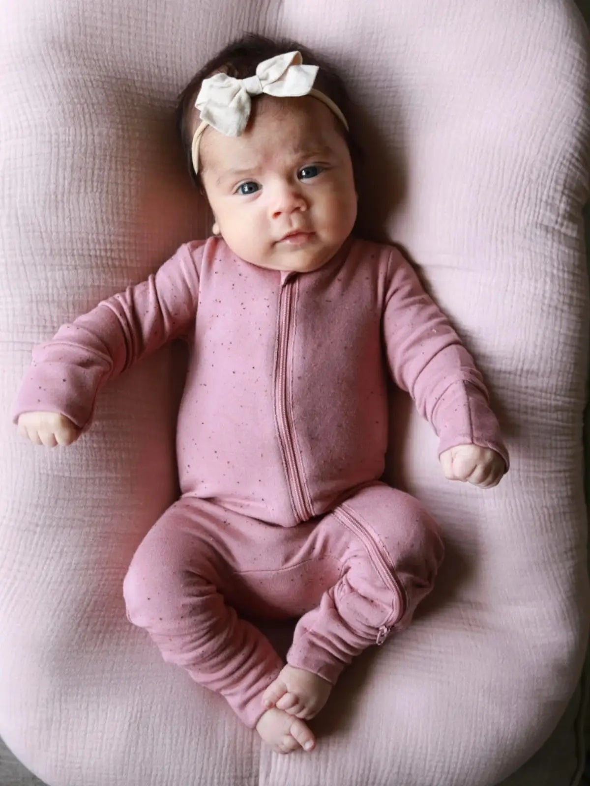 Mauve Speckle 2-Way Zip Romper