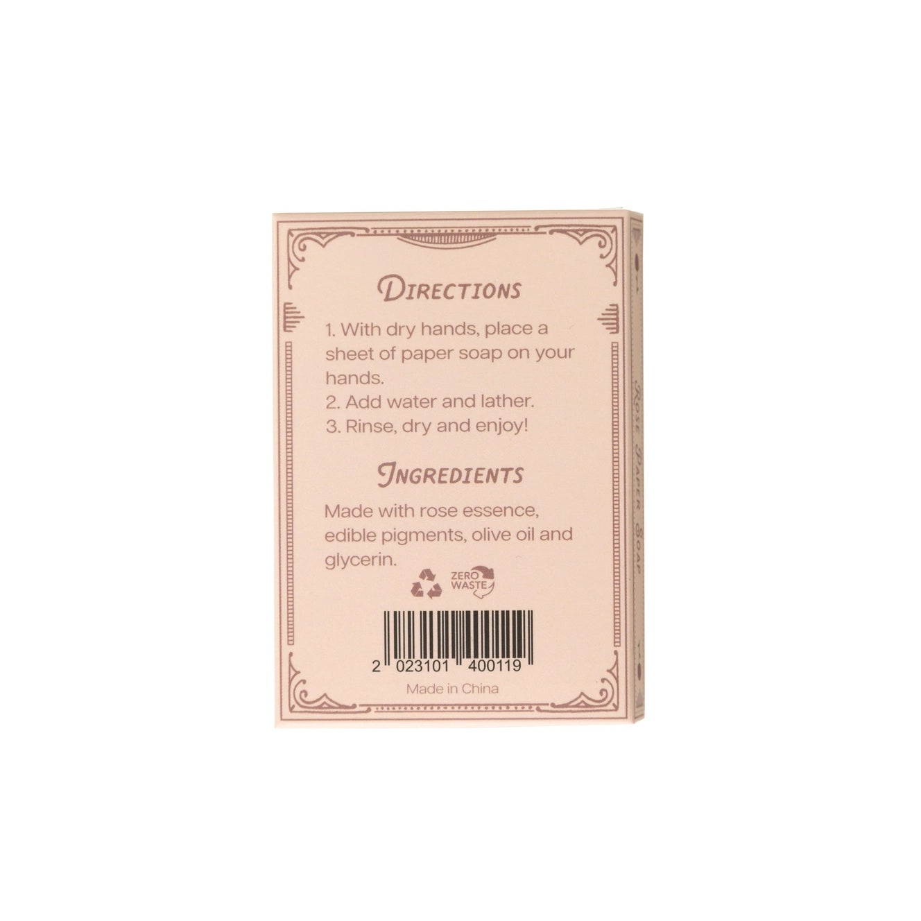 Paper Soap – Rose Scent, Travel Size, 50 Sheets