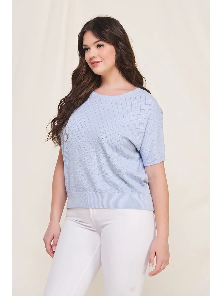 Short Sleeve Dolman Pointelle Top