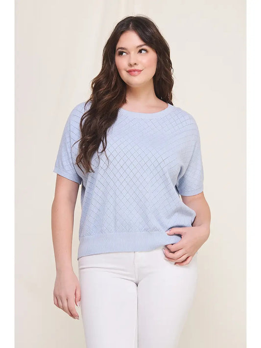 Short Sleeve Dolman Pointelle Top