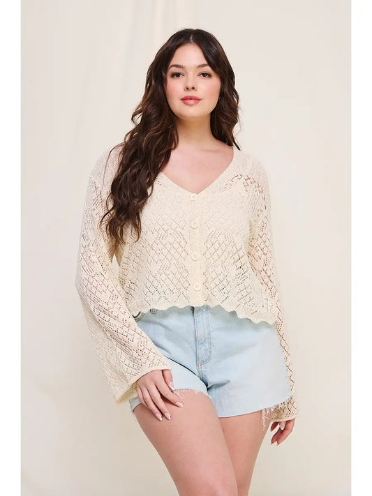 Scallop Hem Knit Cardigan