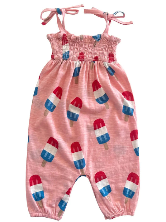 Popsicle Pink Organic Smocked Jumpsuit