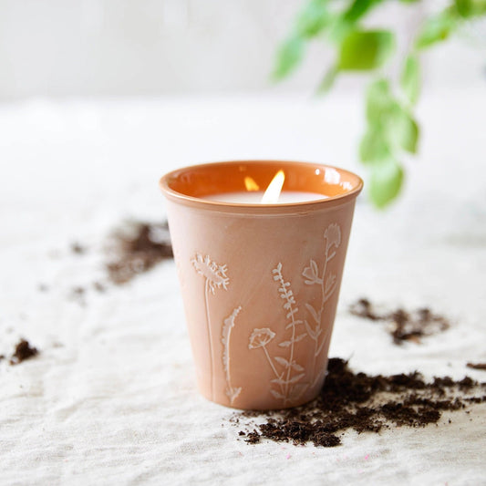 Rosy Rings, Tomato Vine Garden Pot Candle + Plantable Seed Dust Cover