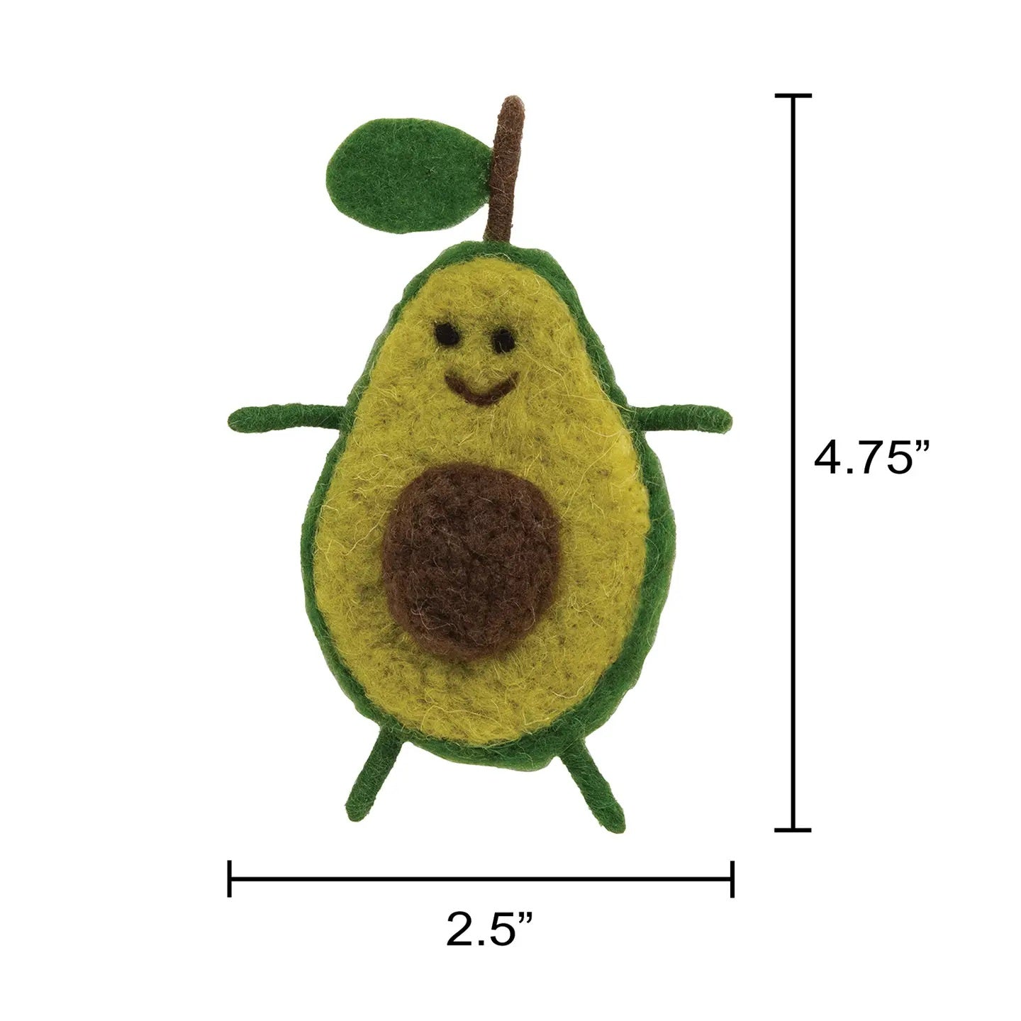 Smiling Avocado Felted Ornament