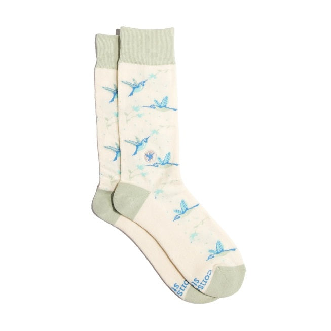 Conscious Step, Socks That Protect Pollinators - Beige Hummingbirds - Boutique Dandelion