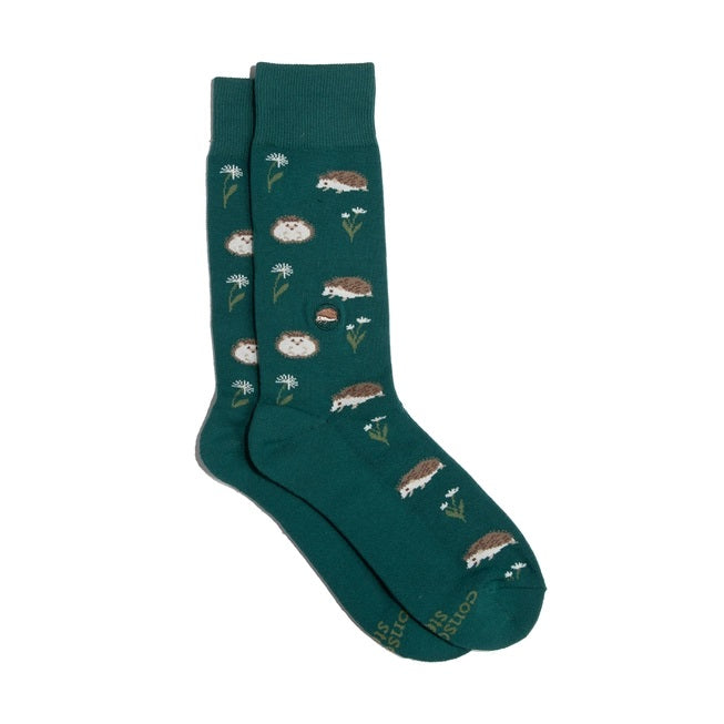 Conscious Step, Socks That Protect Pollinators - Green Hedgehogs - Boutique Dandelion