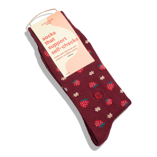 Conscious Step, Socks That Support Self-Checks - Strawberry Fields