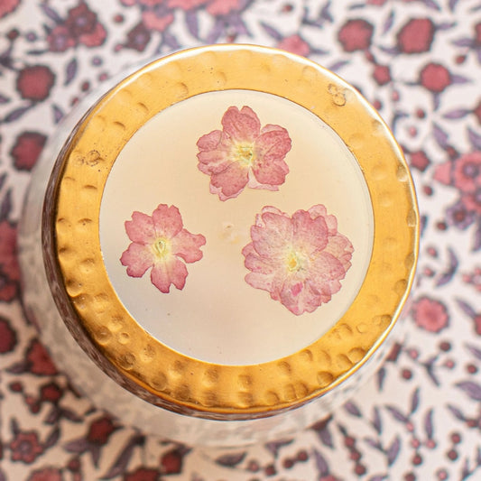 Rosy Rings, Spicy Apple Small Pressed Floral Candle - Boutique Dandelion