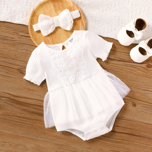 2-Piece Sweet Tulle Romper Headband Set