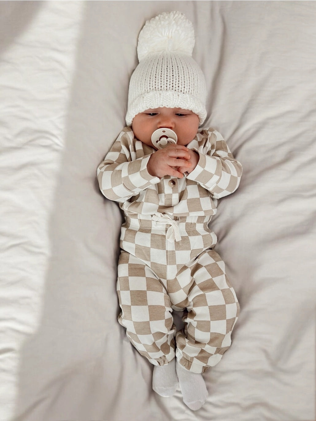 Tiramisu Checkerboard Organic Wells Top + Pant Set