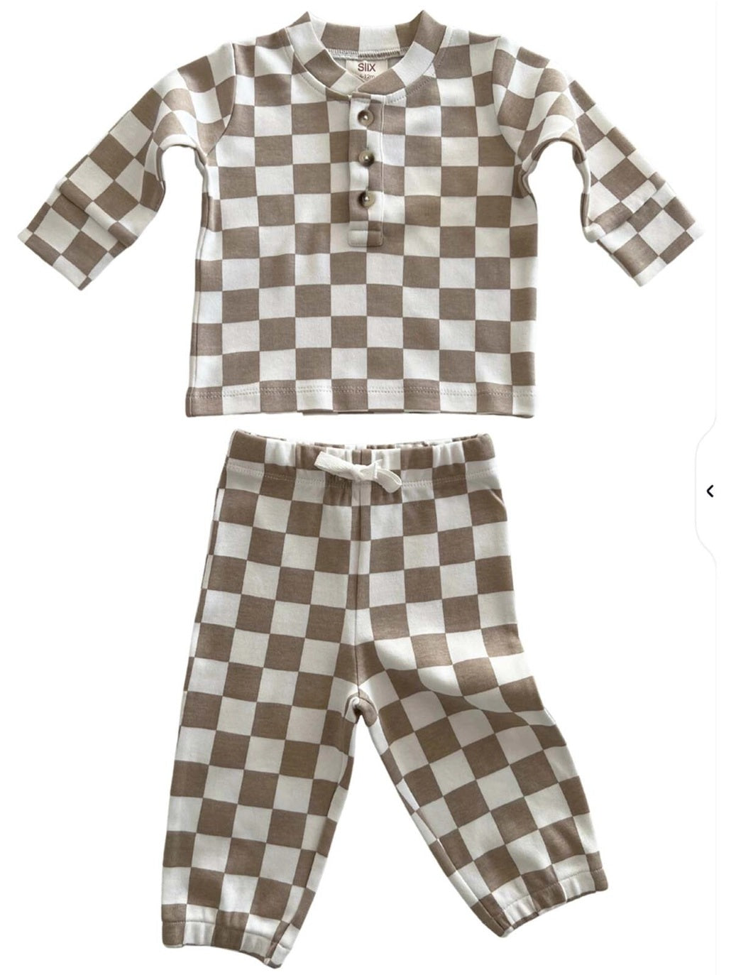 Tiramisu Checkerboard Organic Wells Top + Pant Set